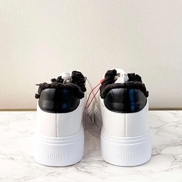 Schutz Kristin White/ Black Sherpa Lined Sneakers Size 10 NWT - Picture 7 of 8